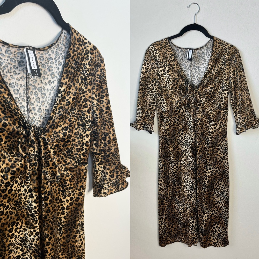 Vintage 1990s forever 21 stretch leopard dress